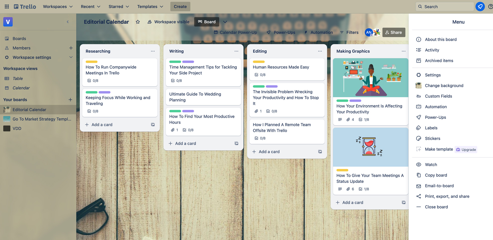 Trello board view