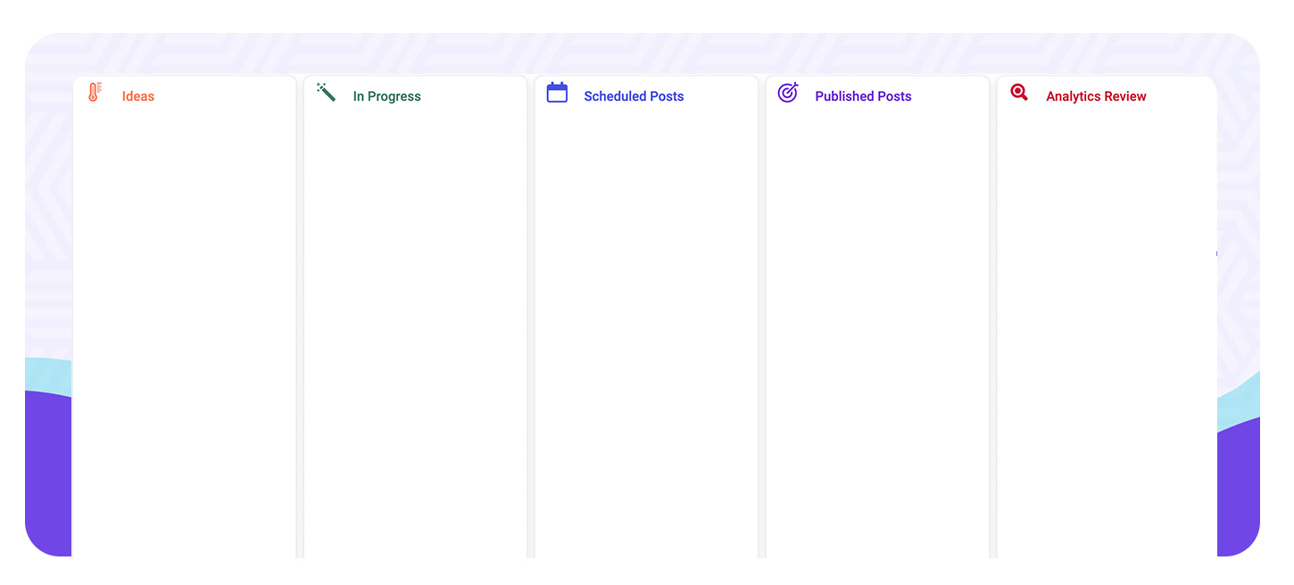 Content social media kanban board template