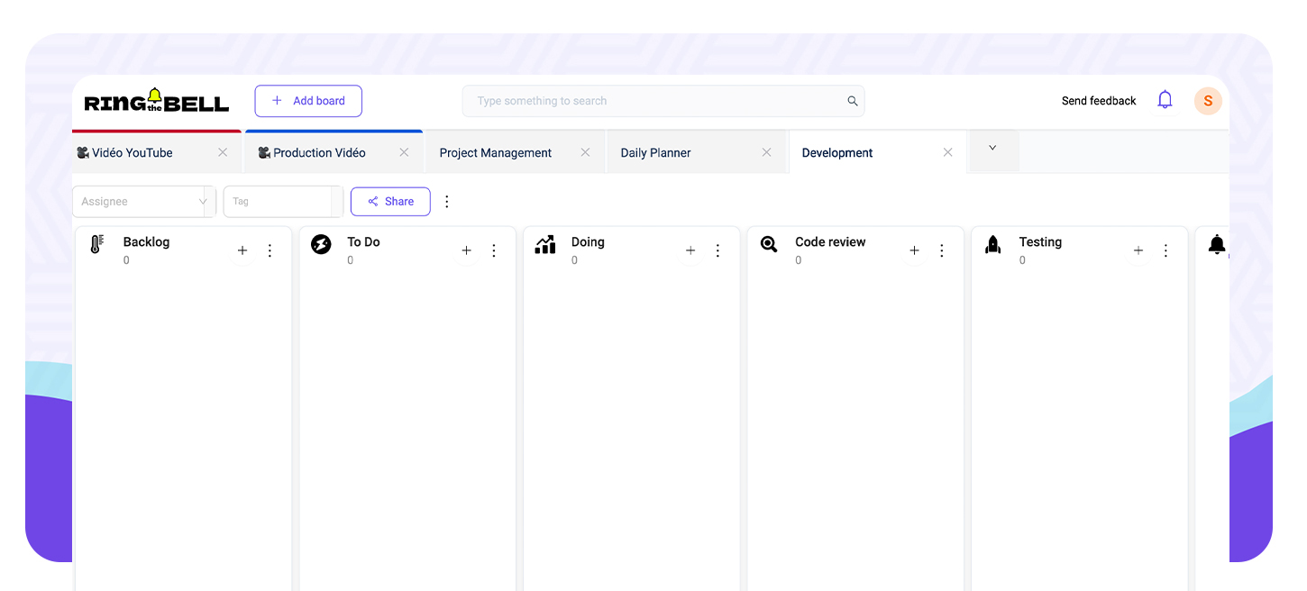 Template kanban for development web