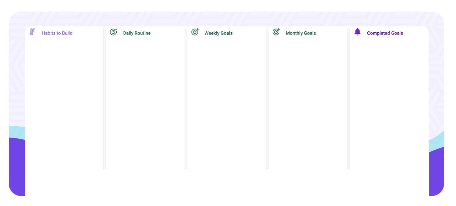 Goals and habits kanban board example