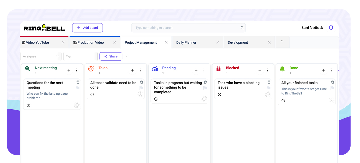 Template kanban for project management